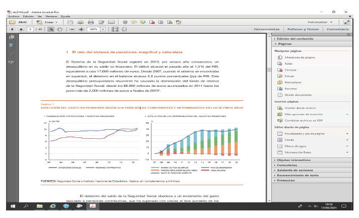 Evolución de los ingresos por cotizaciones y del gasto en pensiones