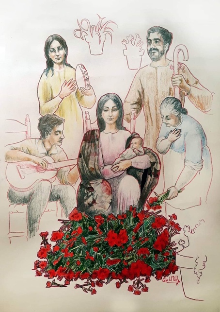 Un grupo de personas posando para la cámara con un fondo de colores
Descripción generada automáticamente con confianza baja