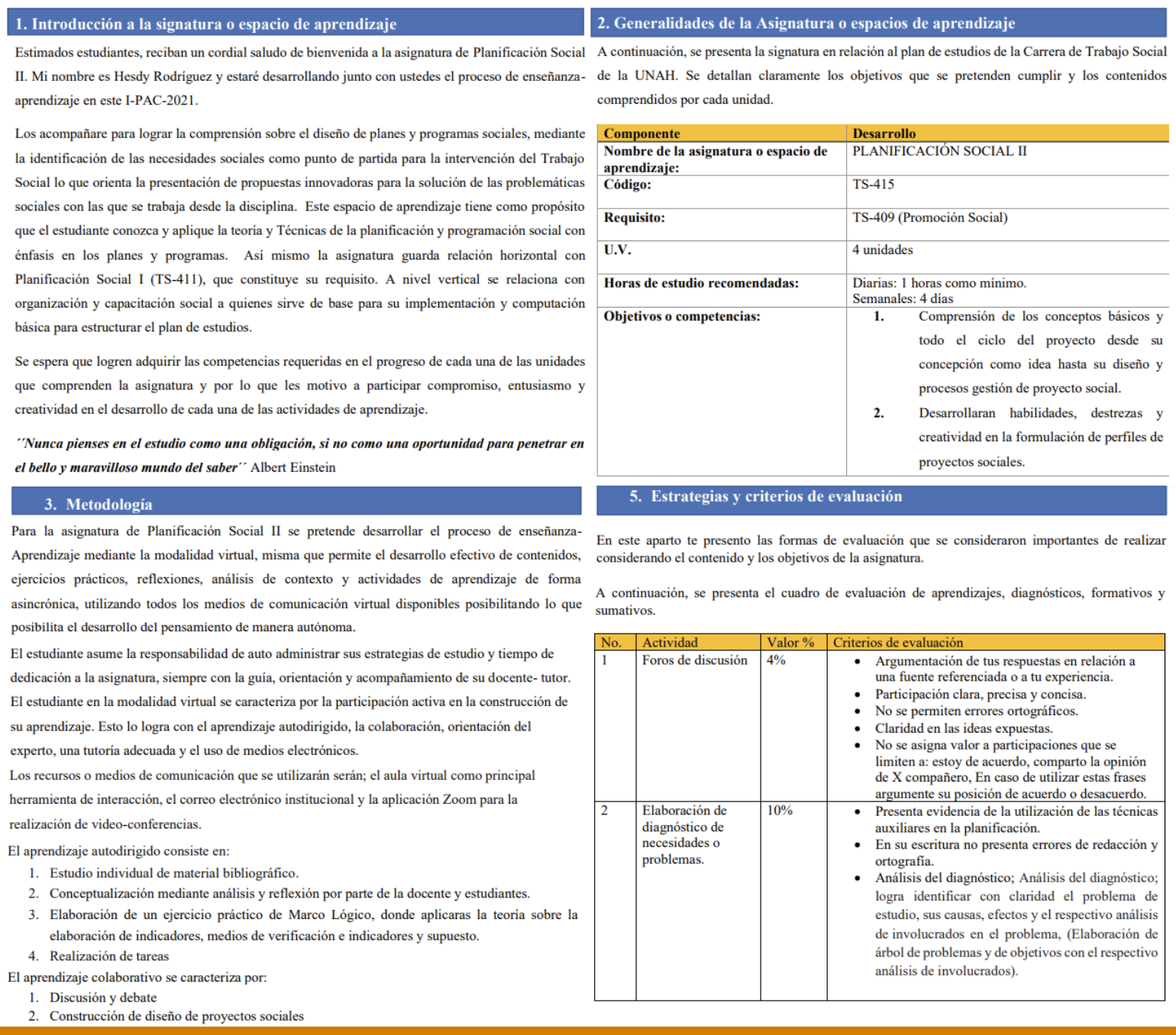 Fragmentos de la programación didáctica (guía docente) analizada de la Docente 2.  Fuente: Programación didáctica (guía docente) compartida por la Docente 2