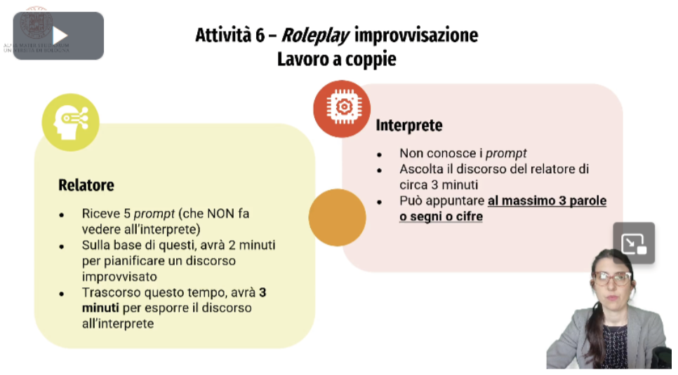Figura 6. Captura de pantalla de una actividad de memorización del discurso y análisis de las estrategias activadas.