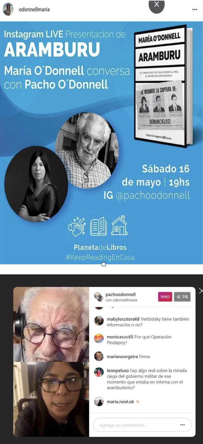 Imágenes 5 y 6. Fuente: captura de pantalla, Instagram Live, 16
de mayo de 2020.