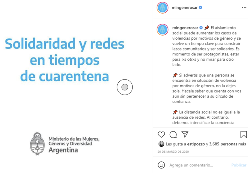 Figura 3. Fuente: cuenta @mingenerosar.