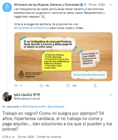 Figura 9. Fuente: cuentas @MinGenerosAR y @MaraBelenCabre2.